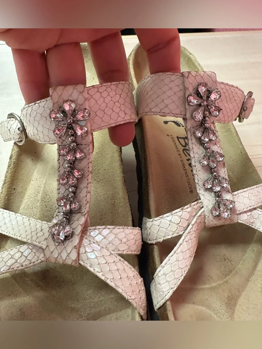 Betula by Birkenstock Jeweled T-Strap Comfort Sandals